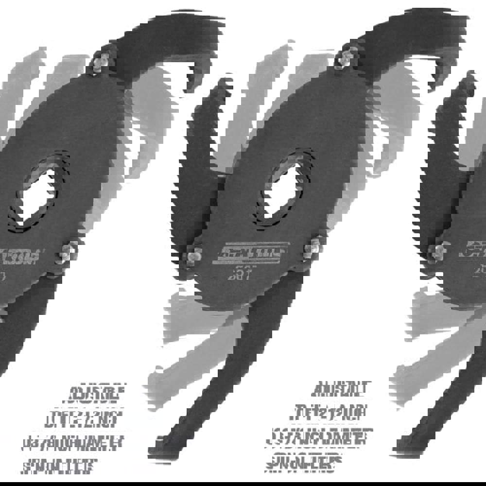 Oil Change Tools; Tool Type: 3-Legged Spin-On Oil Filter Wrench ; Minimum Diameter: 2.5in ; Maximum Diameter: 3.875in ; Overall Length: 5.60